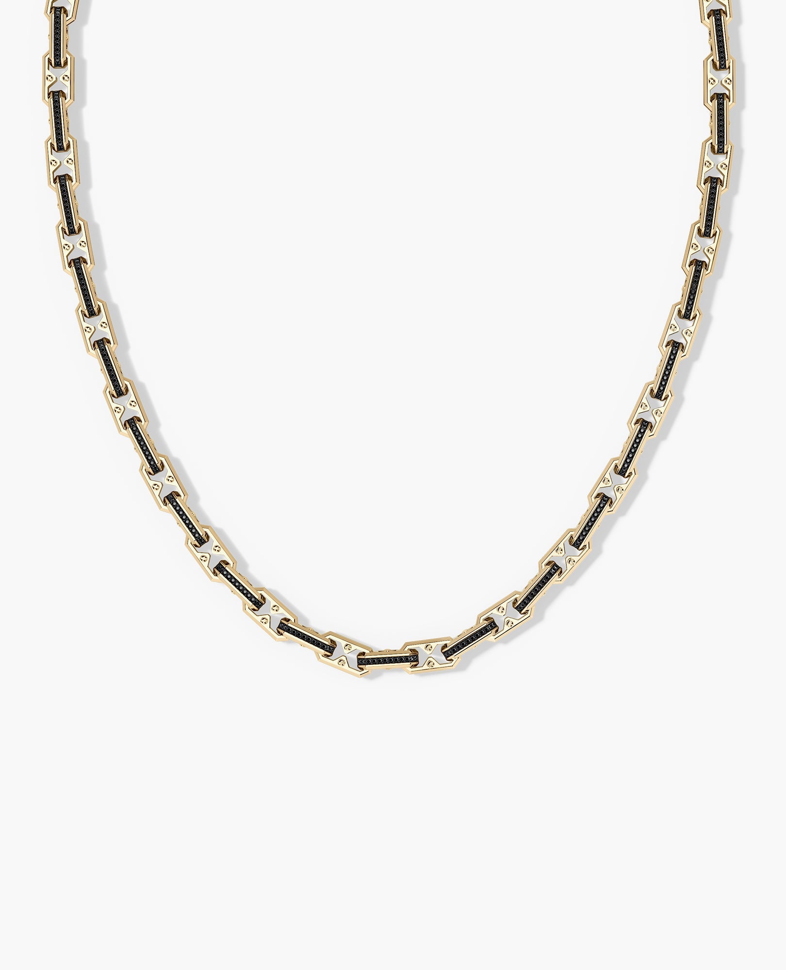 ARTURO Gold Link Necklace with Black Diamonds - 6mm