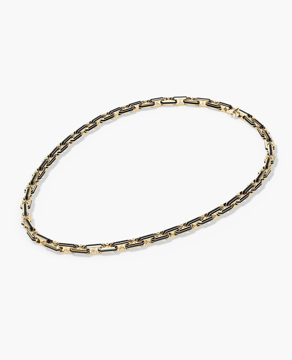 ARTURO Gold Link Necklace with Black Diamonds - 6mm