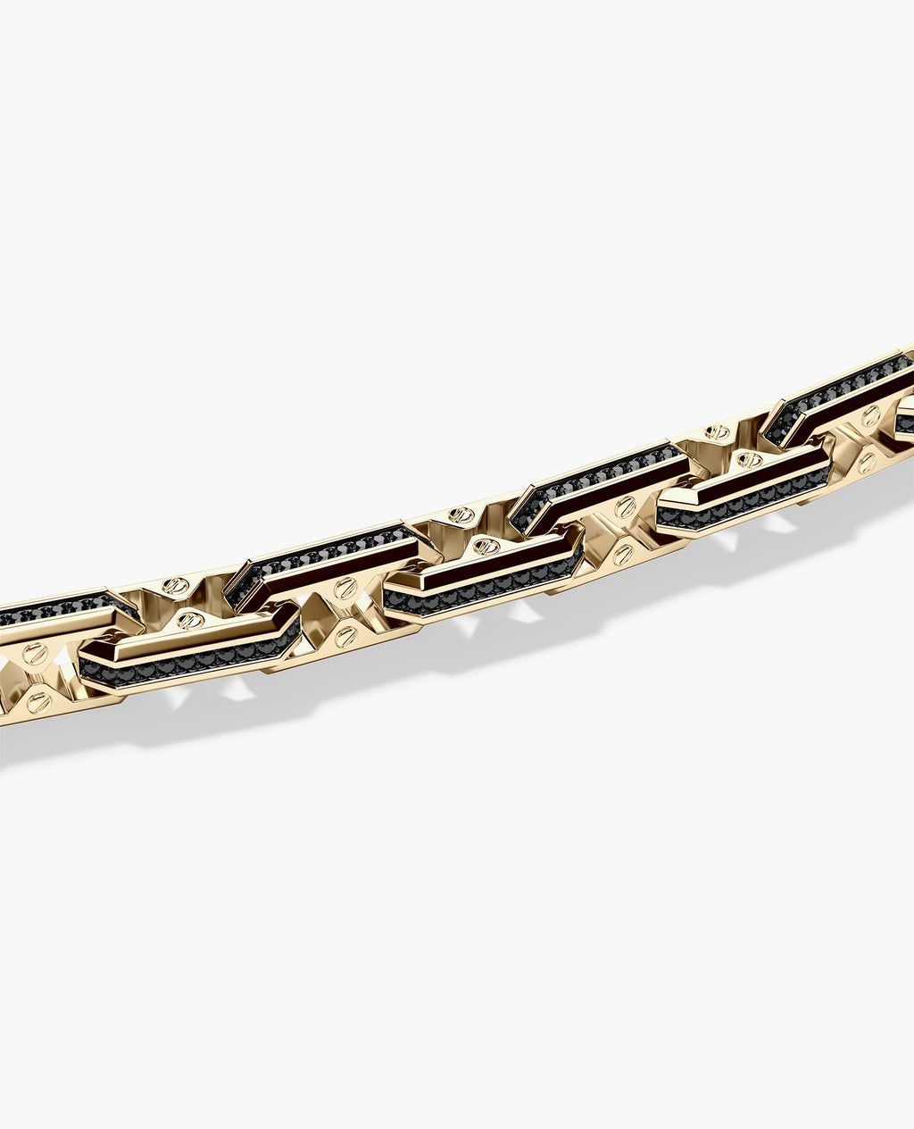 ARTURO Gold Link Necklace with Black Diamonds - 6mm