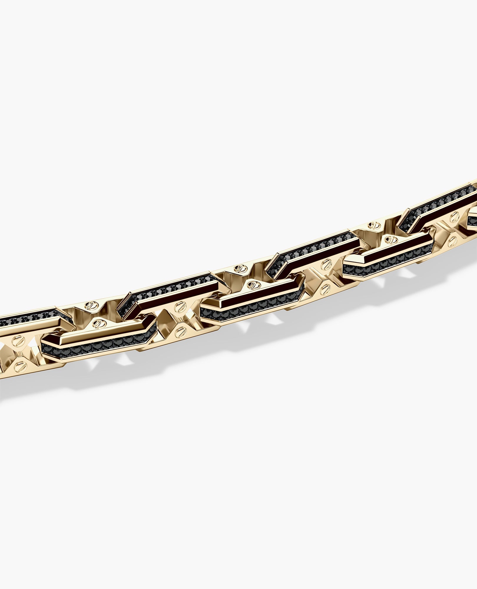 ARTURO Gold Link Necklace with Black Diamonds - 6mm