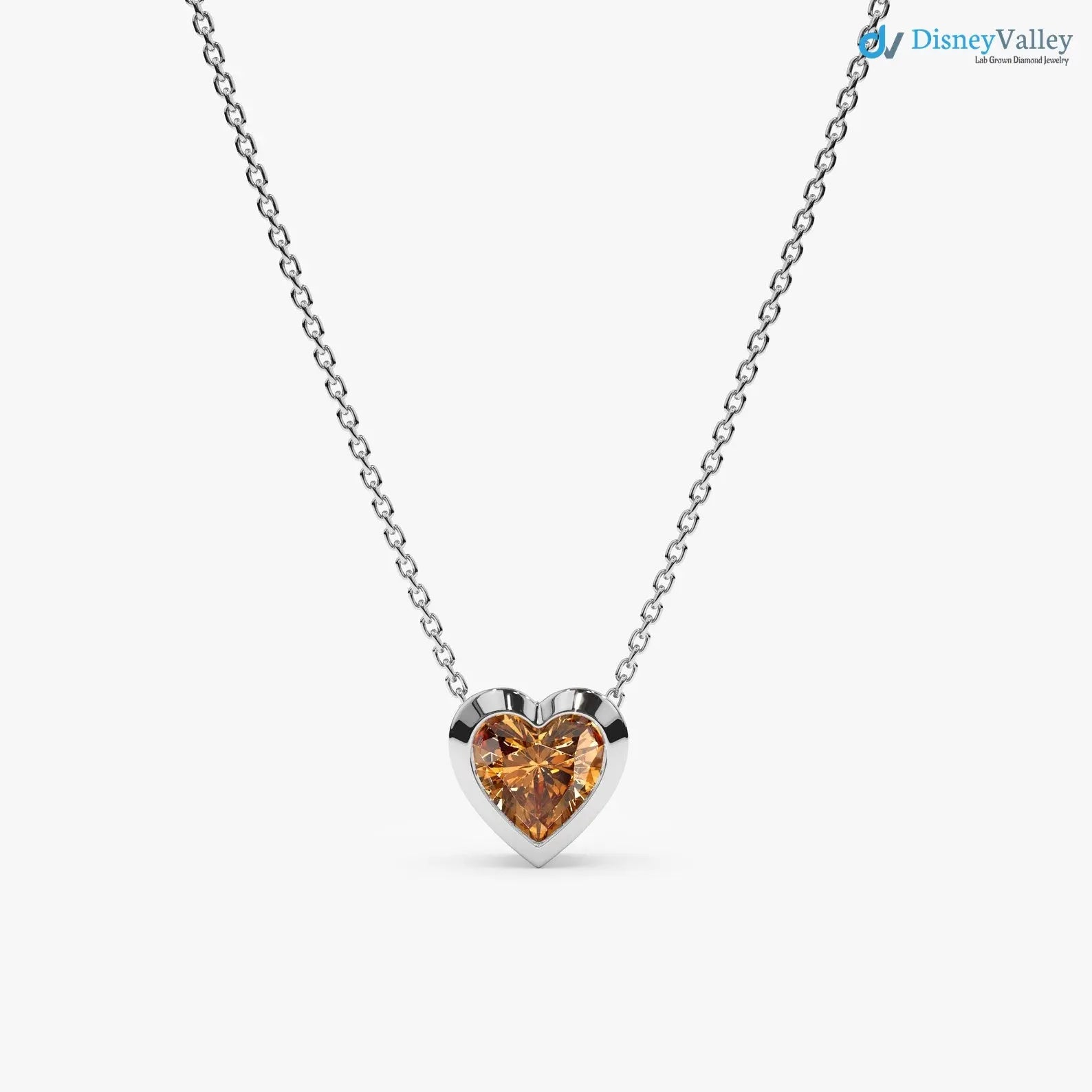 Citrine Necklace, Heart Necklace, Solid Gold, Natural Gemstone DisneyValley