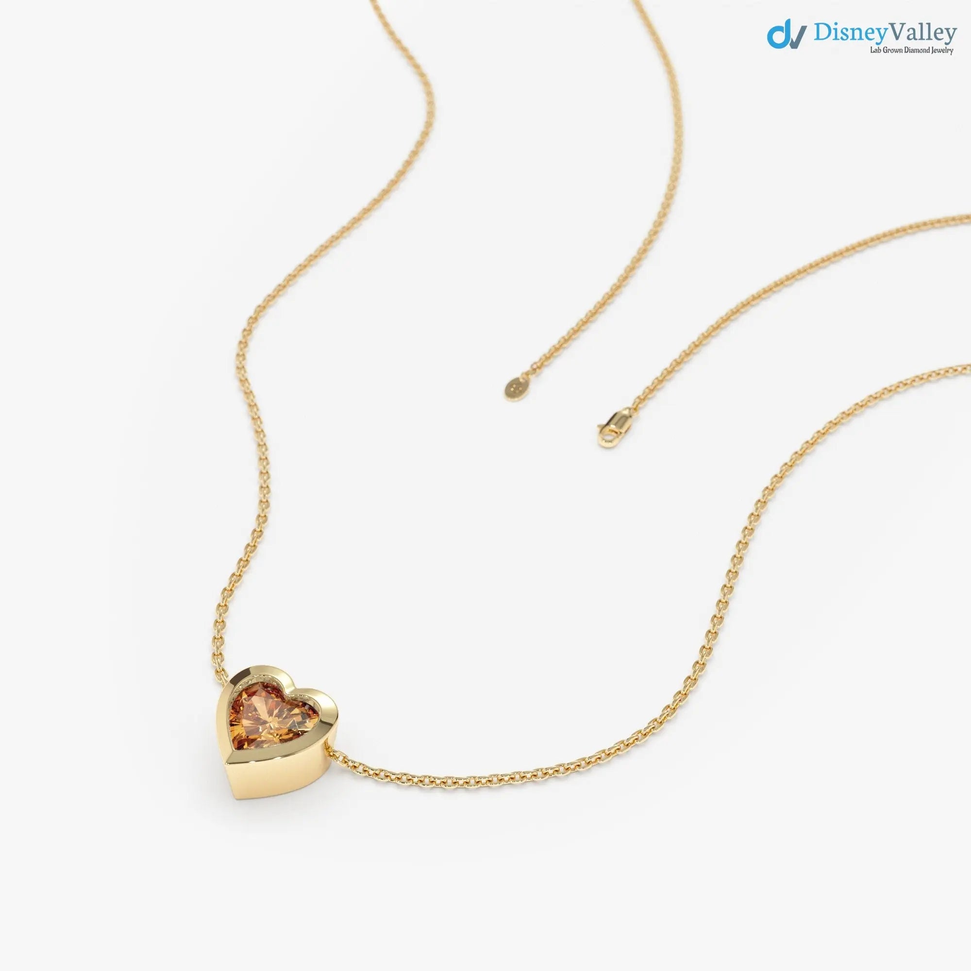 Citrine Necklace, Heart Necklace, Solid Gold, Natural Gemstone DisneyValley