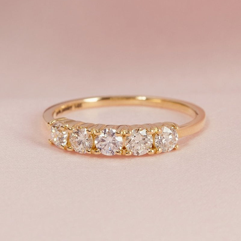 0.40 TCW Round Brilliant Cut Half Eternity 5 Stone Wedding Band