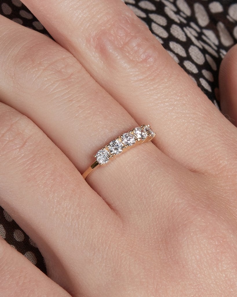 0.40 TCW Round Brilliant Cut Half Eternity 5 Stone Wedding Band