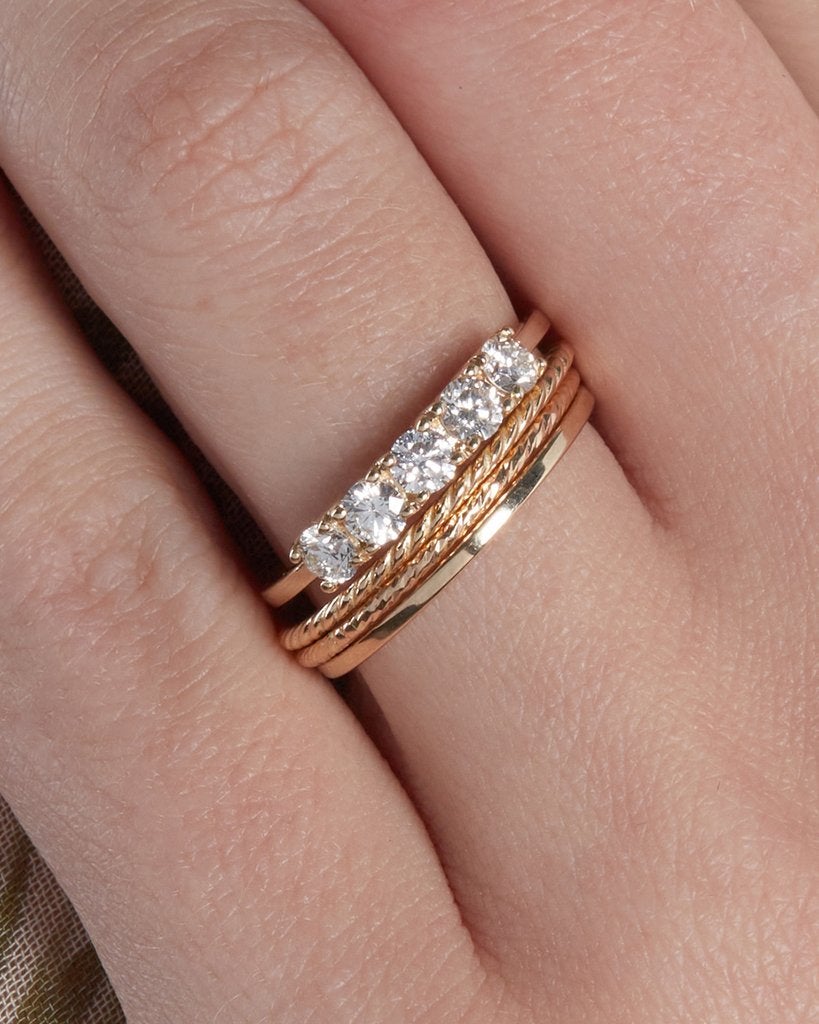 0.40 TCW Round Brilliant Cut Half Eternity 5 Stone Wedding Band