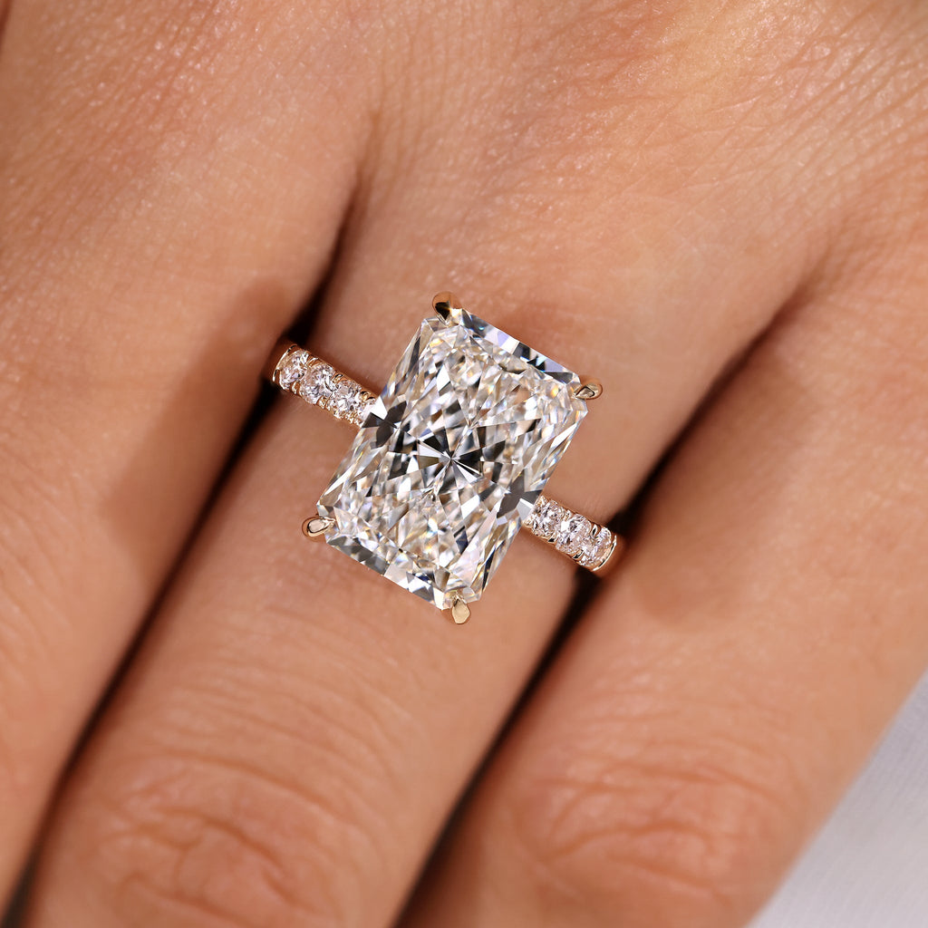 IGI Certified 5 Carat Radiant Cut Diamond Ring in Pave Setting