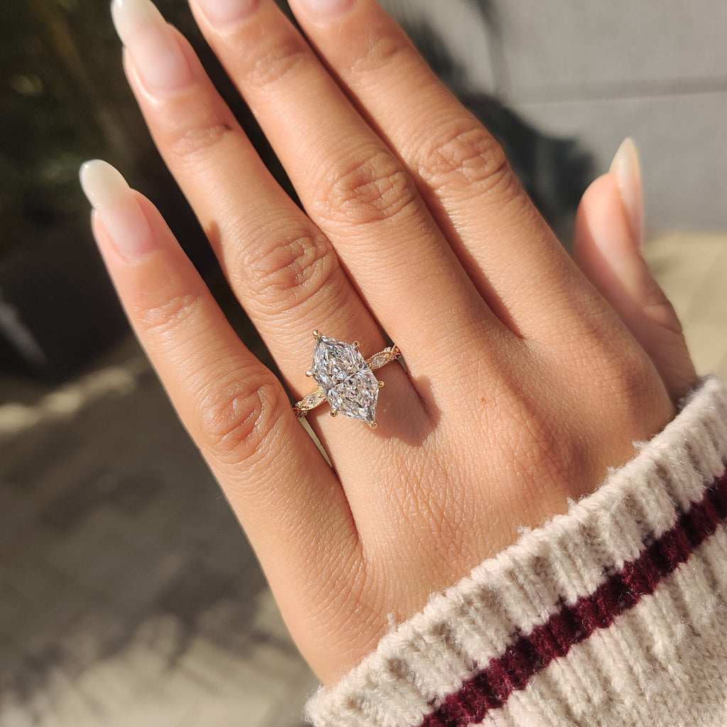 Vintage Style Dutch Marquise Ring with Milgrain Detailing
