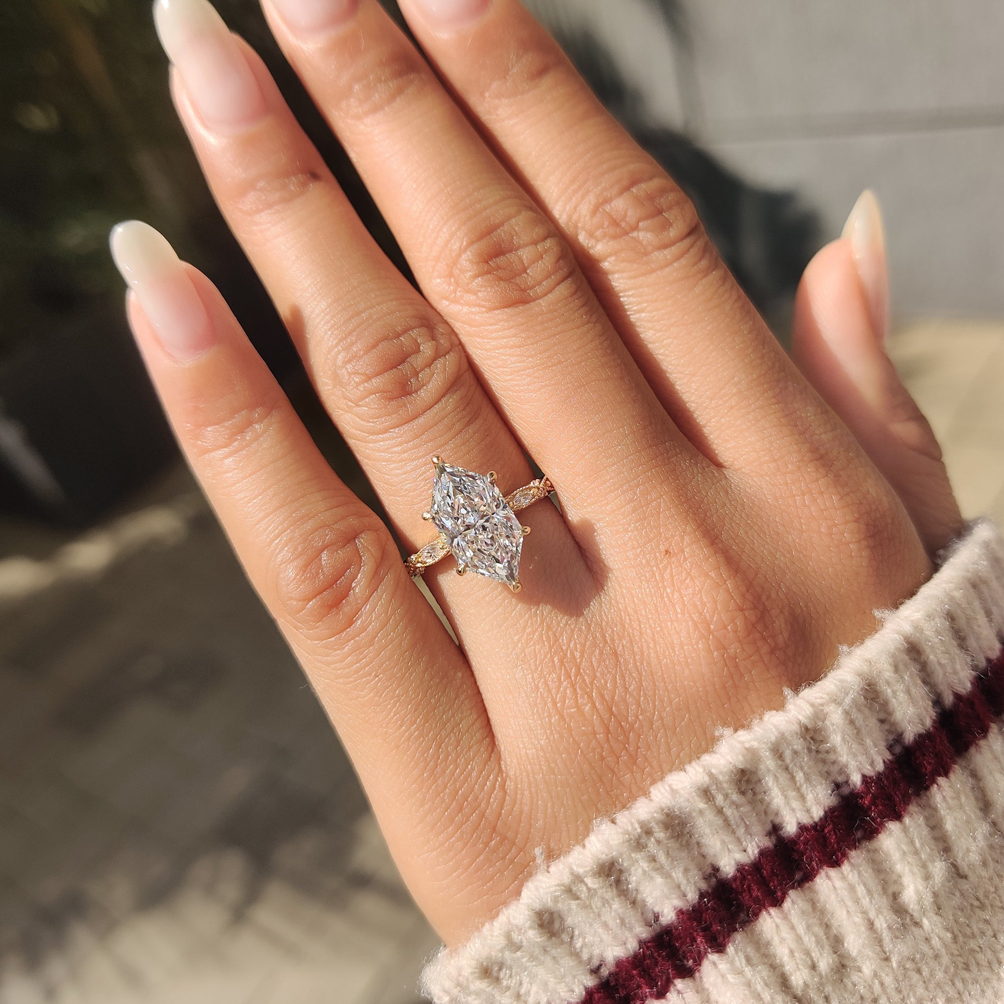 Vintage Style Dutch Marquise Ring with Milgrain Detailing