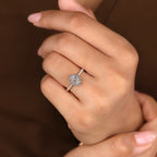 Oval Diamond Ring - Hexagon Halo Style