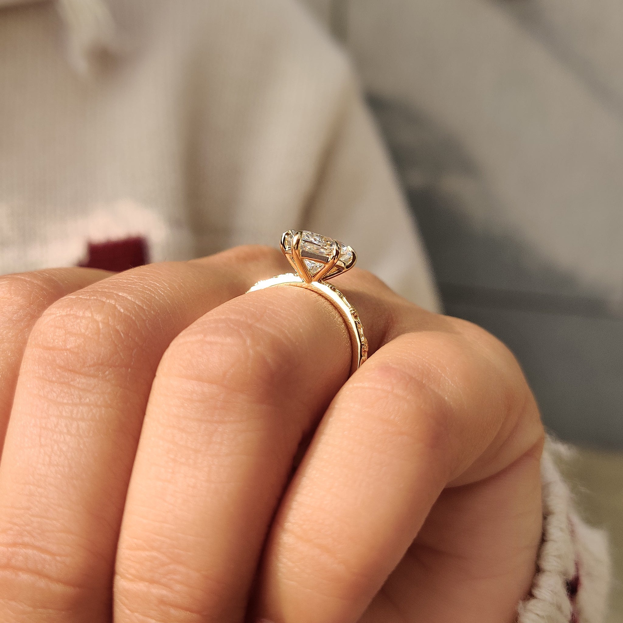 Nature Inspired Dutch Marquise Engagement Ring in Sunflower Design