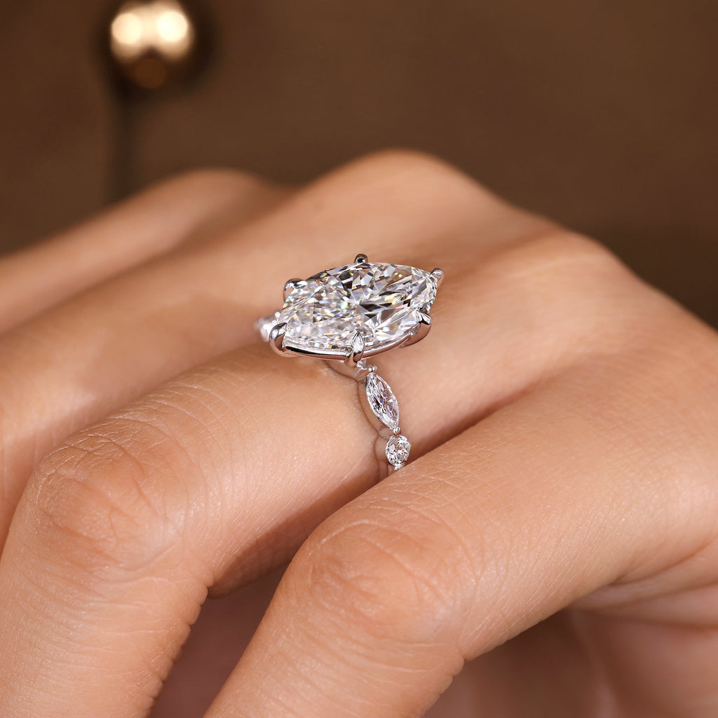5 - 8 Carat IGI Certified Marquise Diamond Engagement Ring