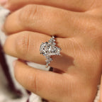 Coffin Cut Engagement Ring with Round Side Stone
