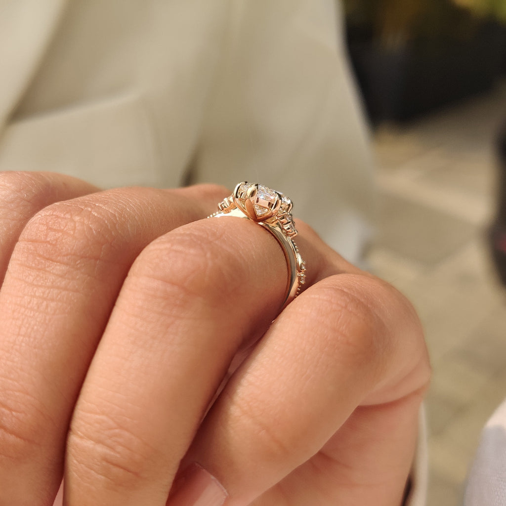 Vintage Marquise Engagement Ring with Milgrain Detailing
