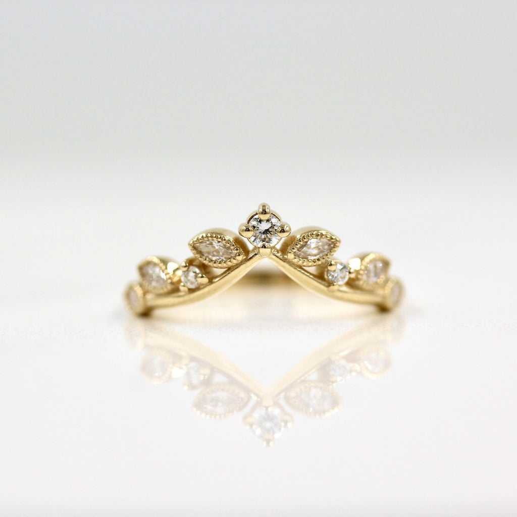 0.21 TCW Round Cut Art Deco Curved Moissanite Wedding Band