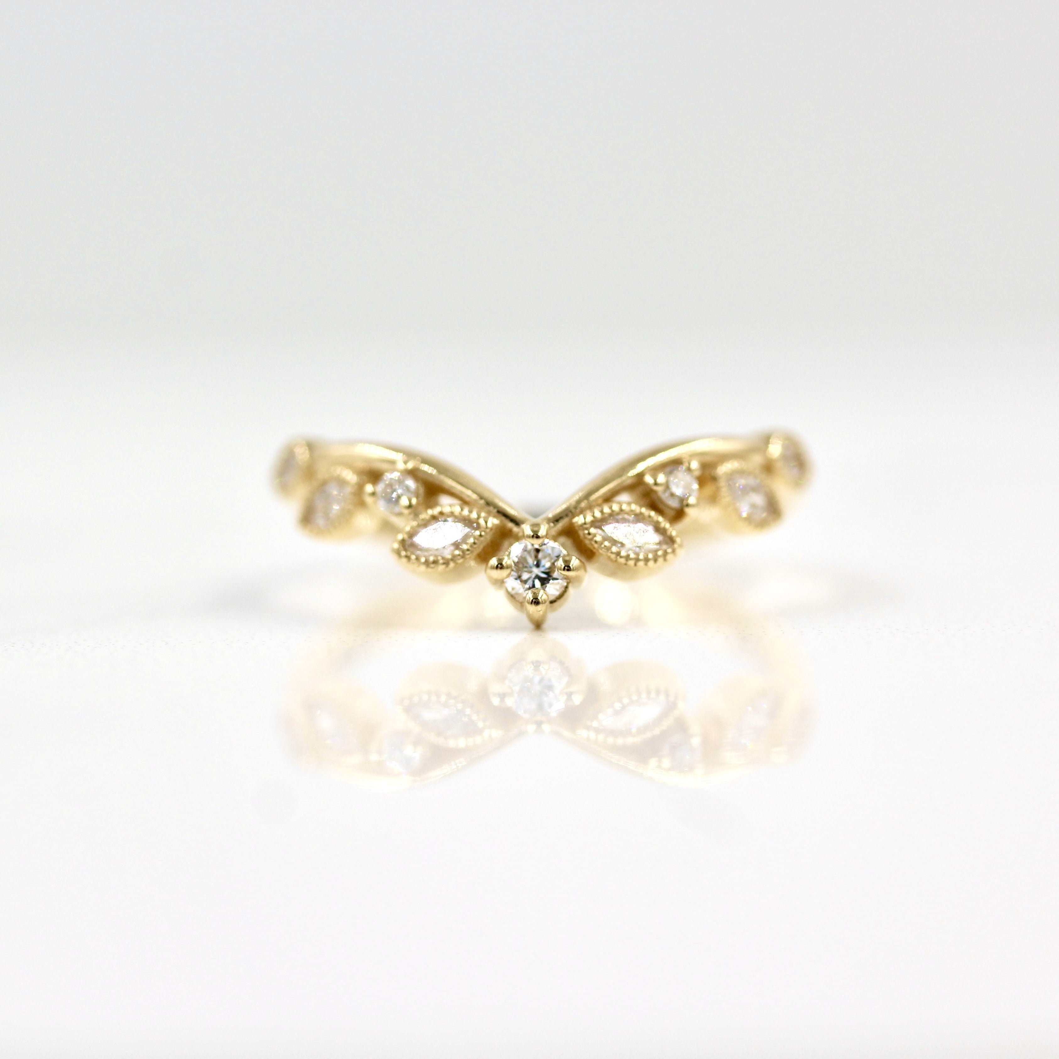 0.21 TCW Round Cut Art Deco Curved Moissanite Wedding Band