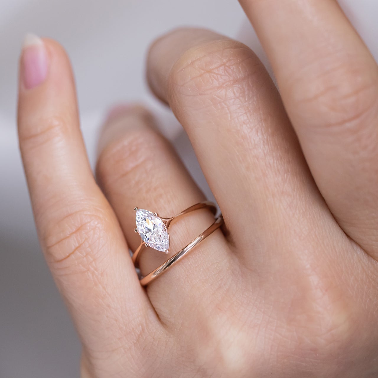 1.0 CT Marquise Cut Moissanite Solitaire Style Engagement Ring
