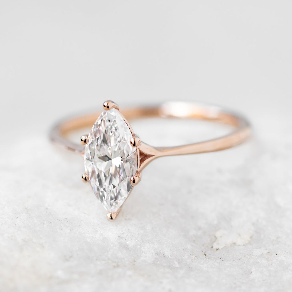 1.0 CT Marquise Cut Moissanite Solitaire Style Engagement Ring