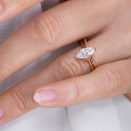 1.0 CT Marquise Cut Moissanite Solitaire Style Engagement Ring
