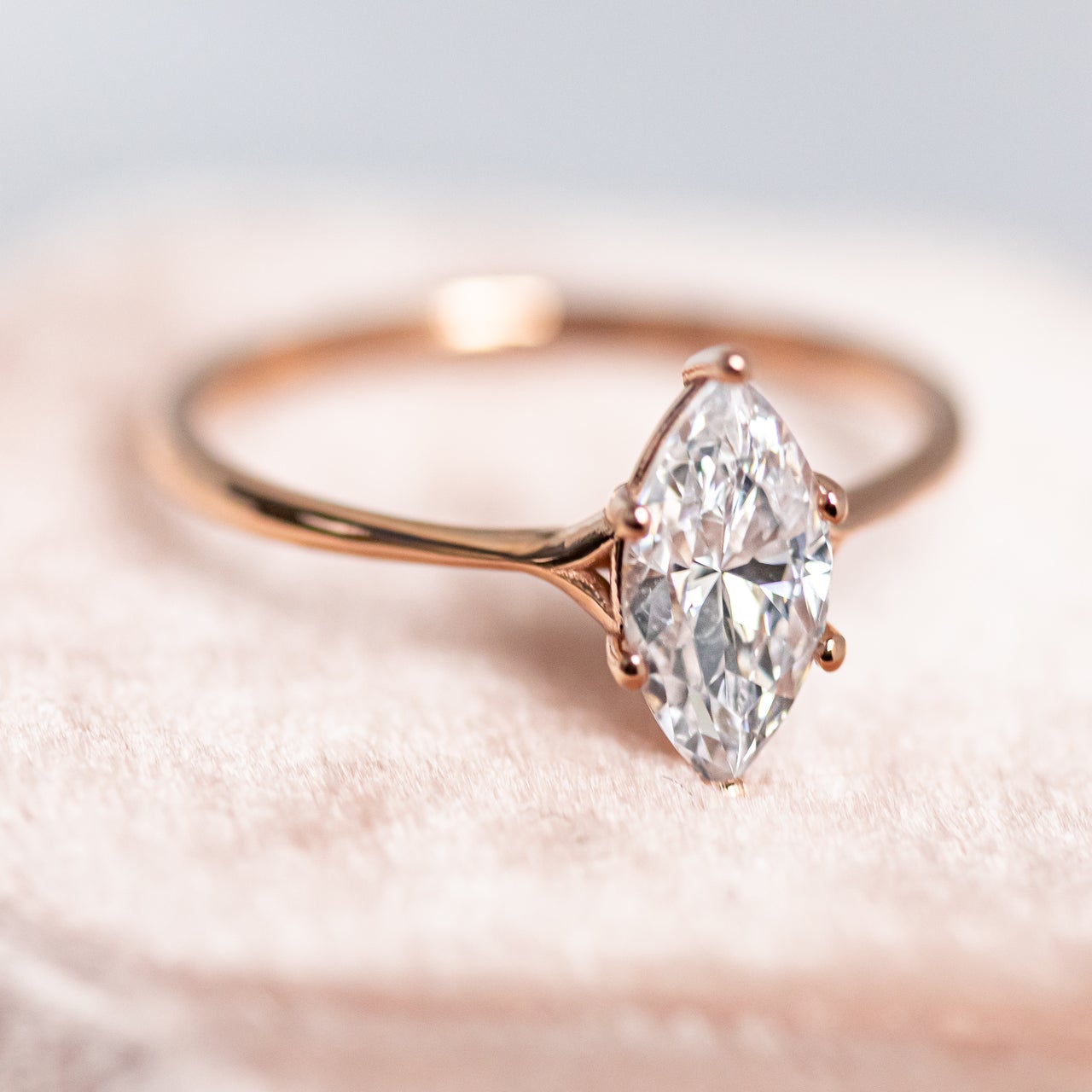 1.0 CT Marquise Cut Moissanite Solitaire Style Engagement Ring