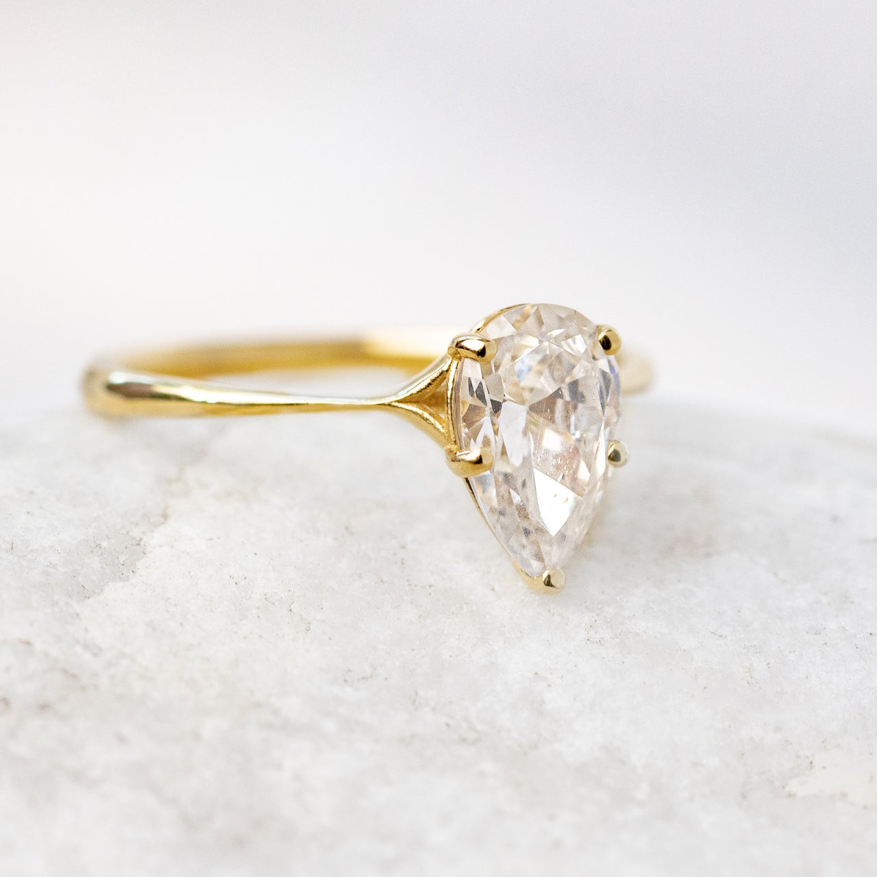 1.33 CT Pear Cut Moissanite Solitaire Engagement Ring