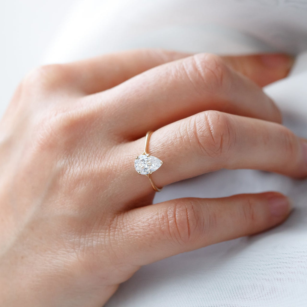 1.93 CT Pear Cut Moissanite Solitaire Engagement Ring