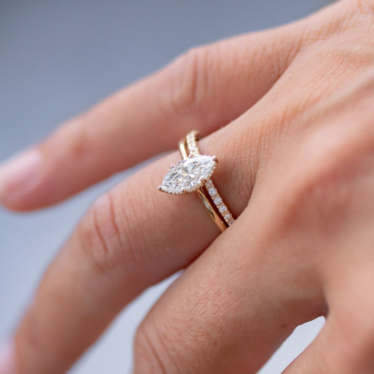 1.0 CT Marquise Cut Solitaire Moissanite Engagement Ring