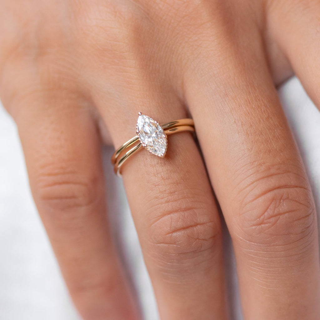 1.0 CT Marquise Cut Solitaire Moissanite Engagement Ring