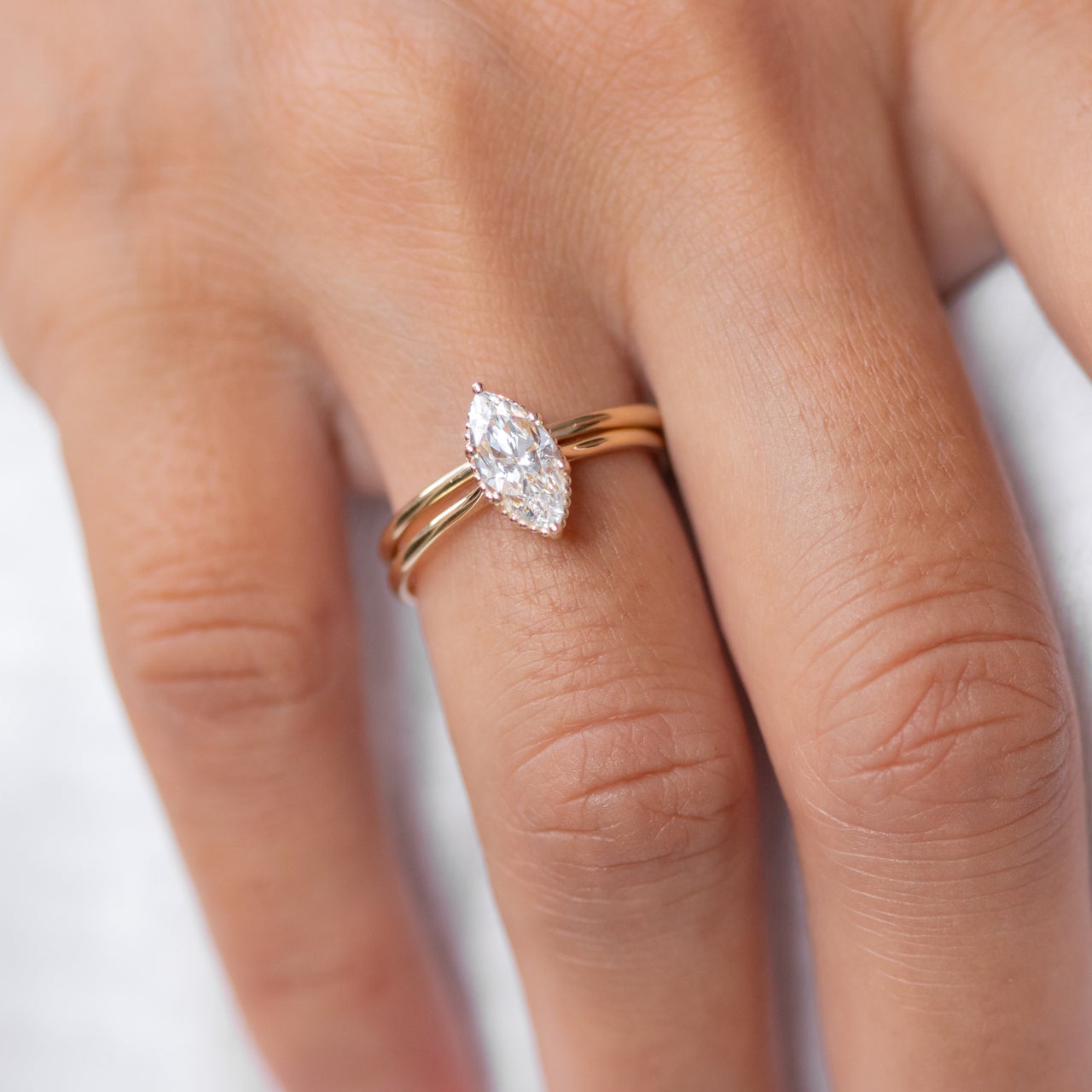 1.0 CT Marquise Cut Solitaire Moissanite Engagement Ring