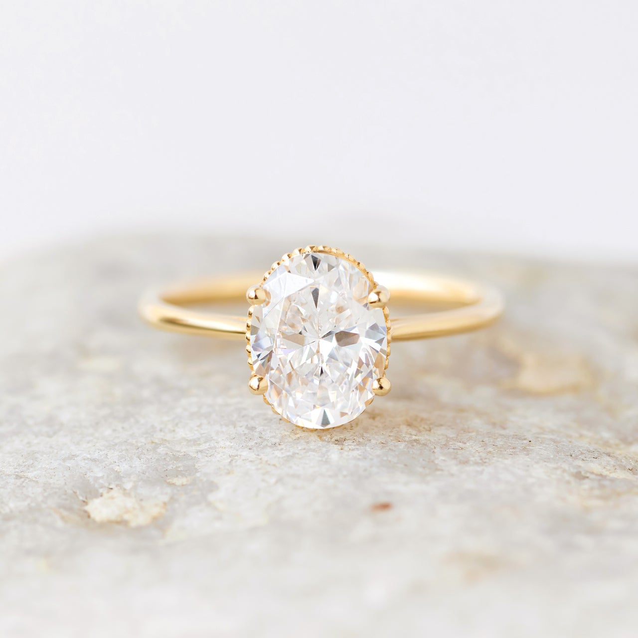 1.93 CT Oval Cut Moissanite Solitaire Engagement Ring