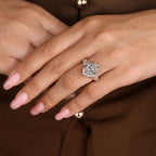 IGI Certified 5 - 7 Carat Oval Cut Diamond Ring in Cluster Setting