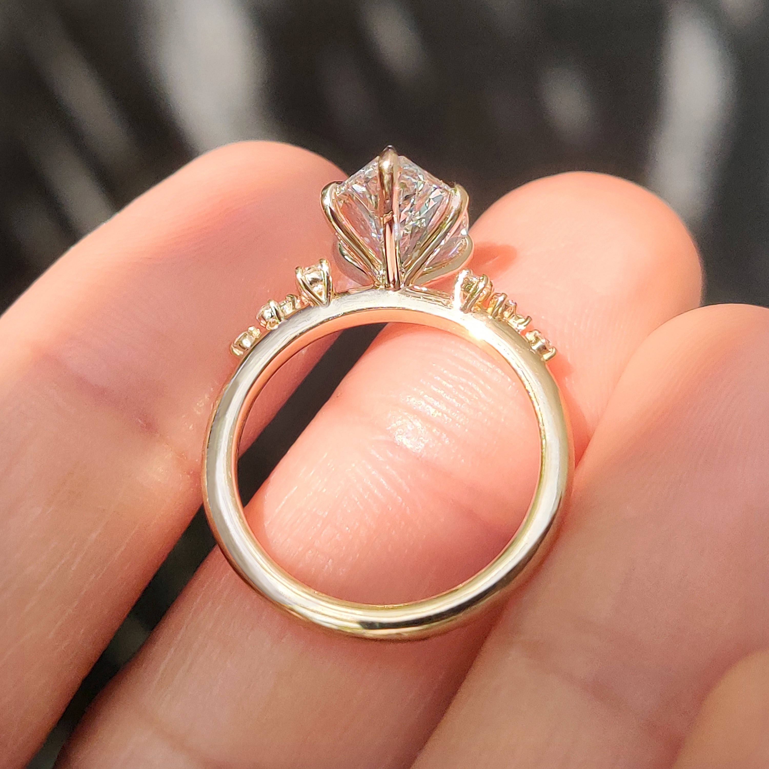 Marquise Cut Engagement Ring in Cluster Setting