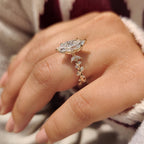 Marquise Diamond Ring in Nature Inspired Setting