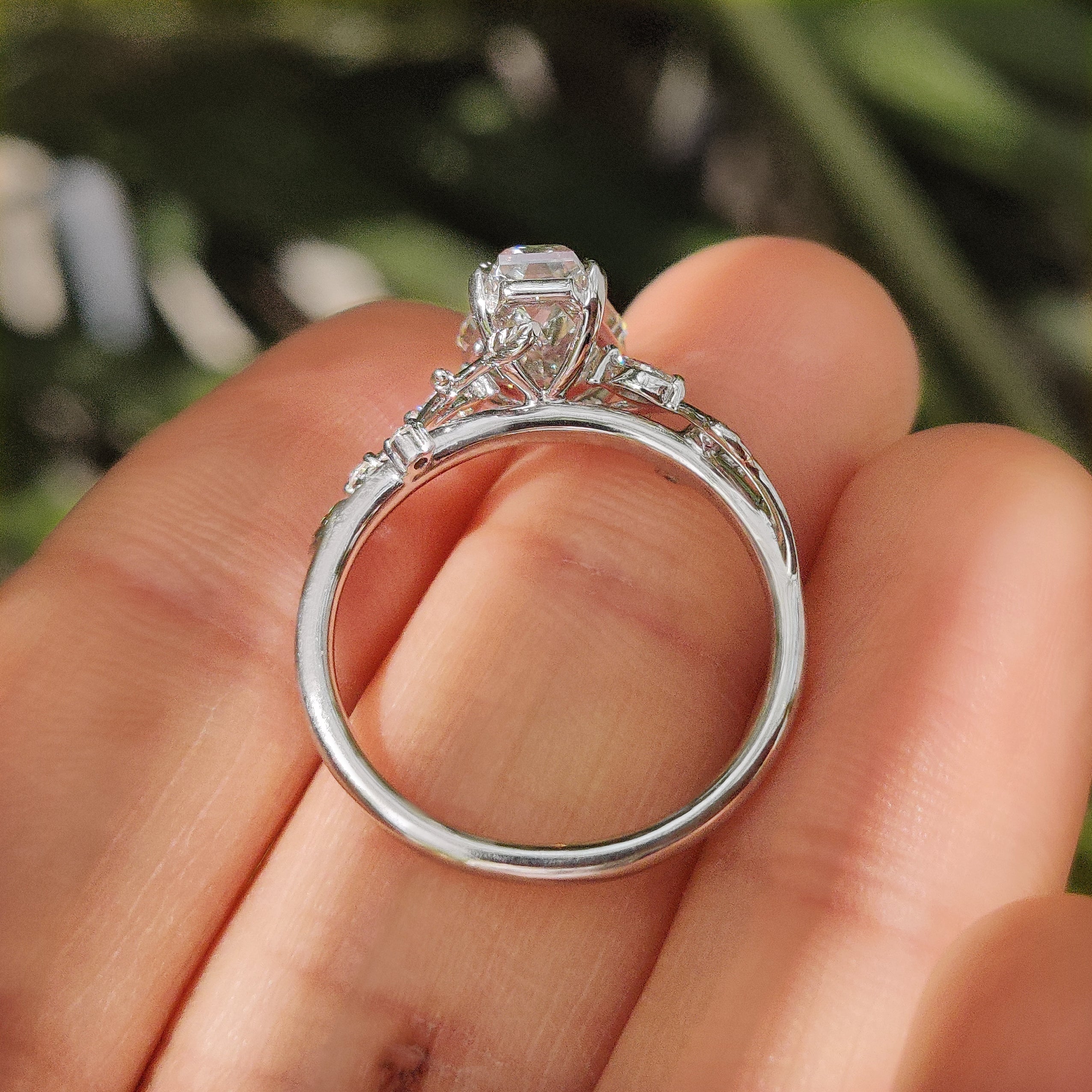 Nature Inspired Style Coffin Cut Engagement Ring