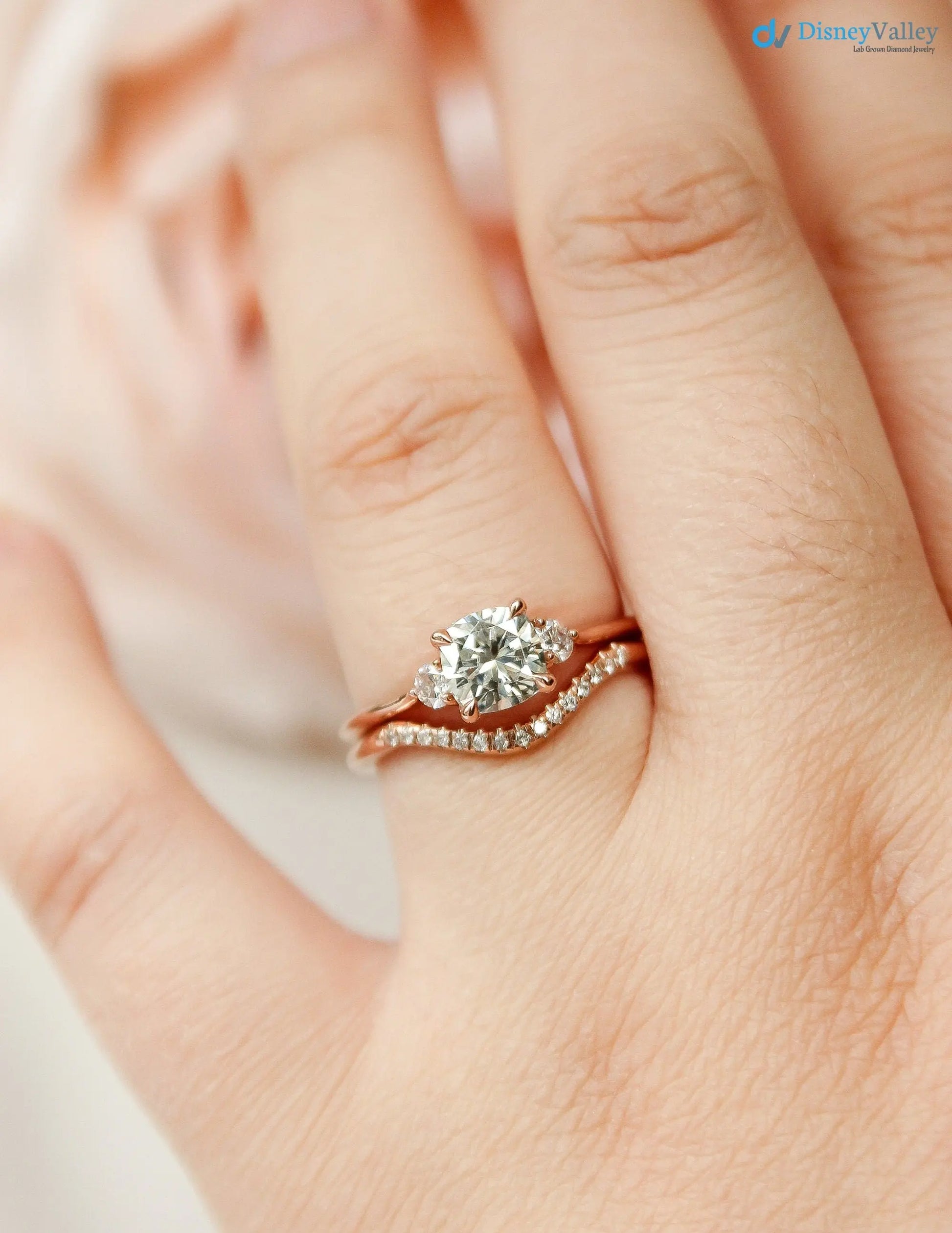 Colorless Cushion lab grown Alternative Bridal Engagement Ring - DisneyValley