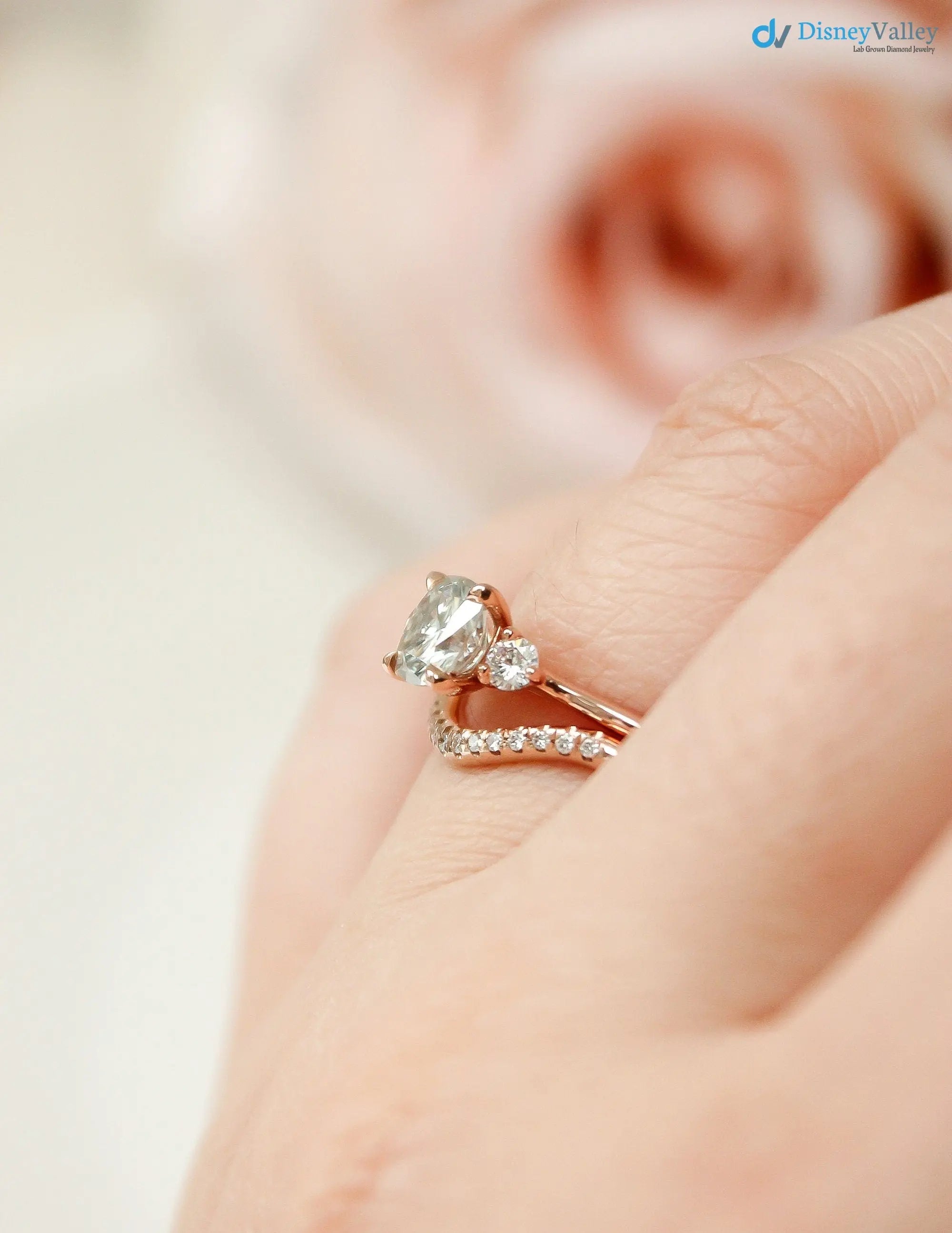 Colorless Cushion lab grown Alternative Bridal Engagement Ring - DisneyValley
