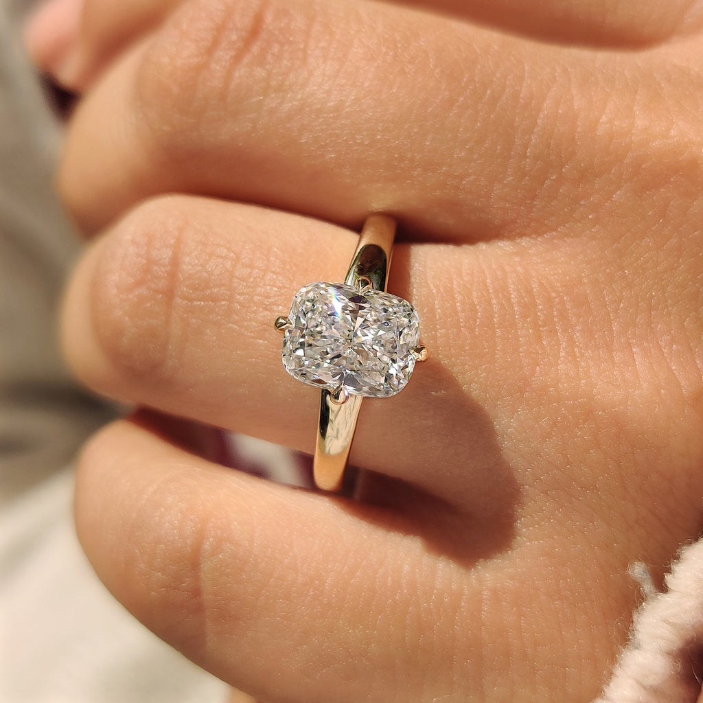 Solitaire Style Cushion Cut Diamond Ring