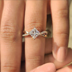 Princess Cut Diamond Ring With Twisted Pave