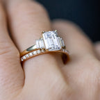 1.60 CT Emerald Cut Moissanite Three Stone Engagement Ring
