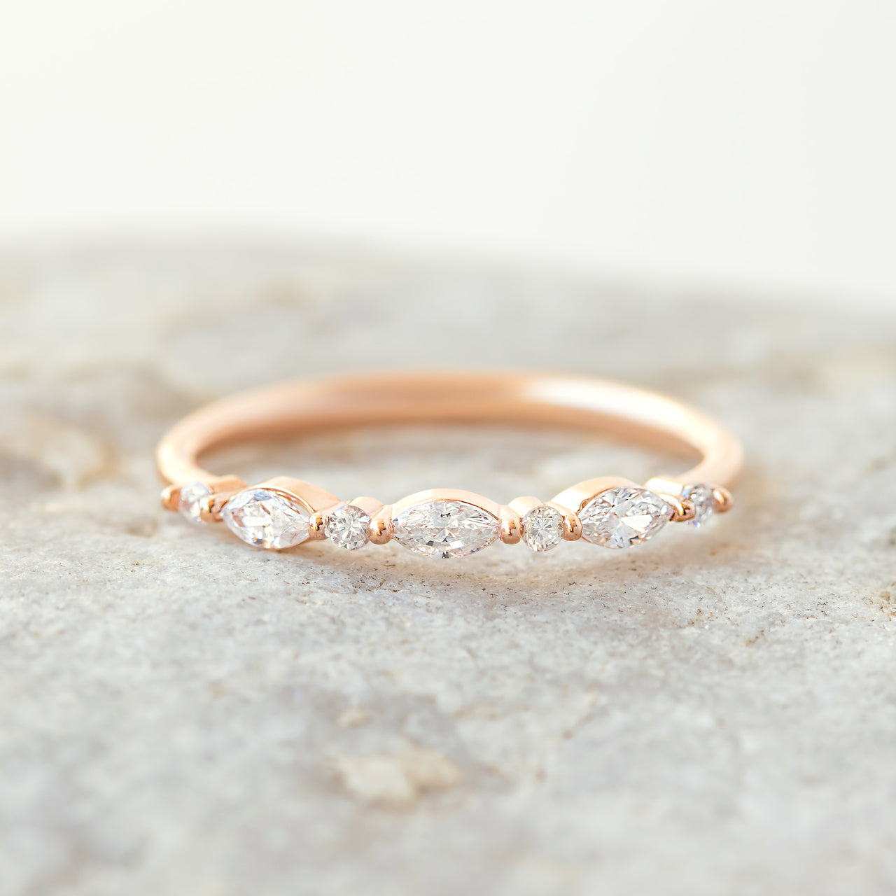 Marquise and Round  Cut Half Eternity Wedding Band Main image