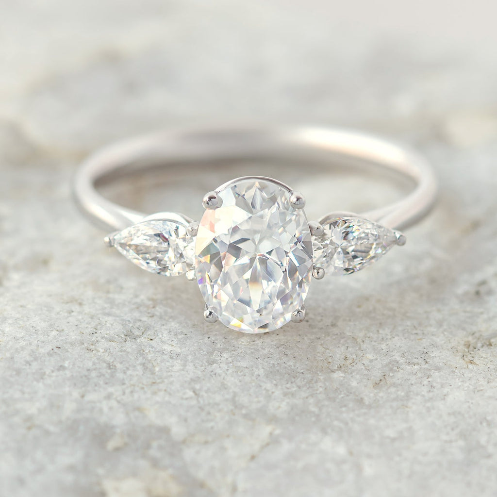 1.33 CT Oval Cut Three Stone Moissanite Engagement Ring