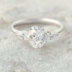 1.33 CT Oval Cut Three Stone Moissanite Engagement Ring