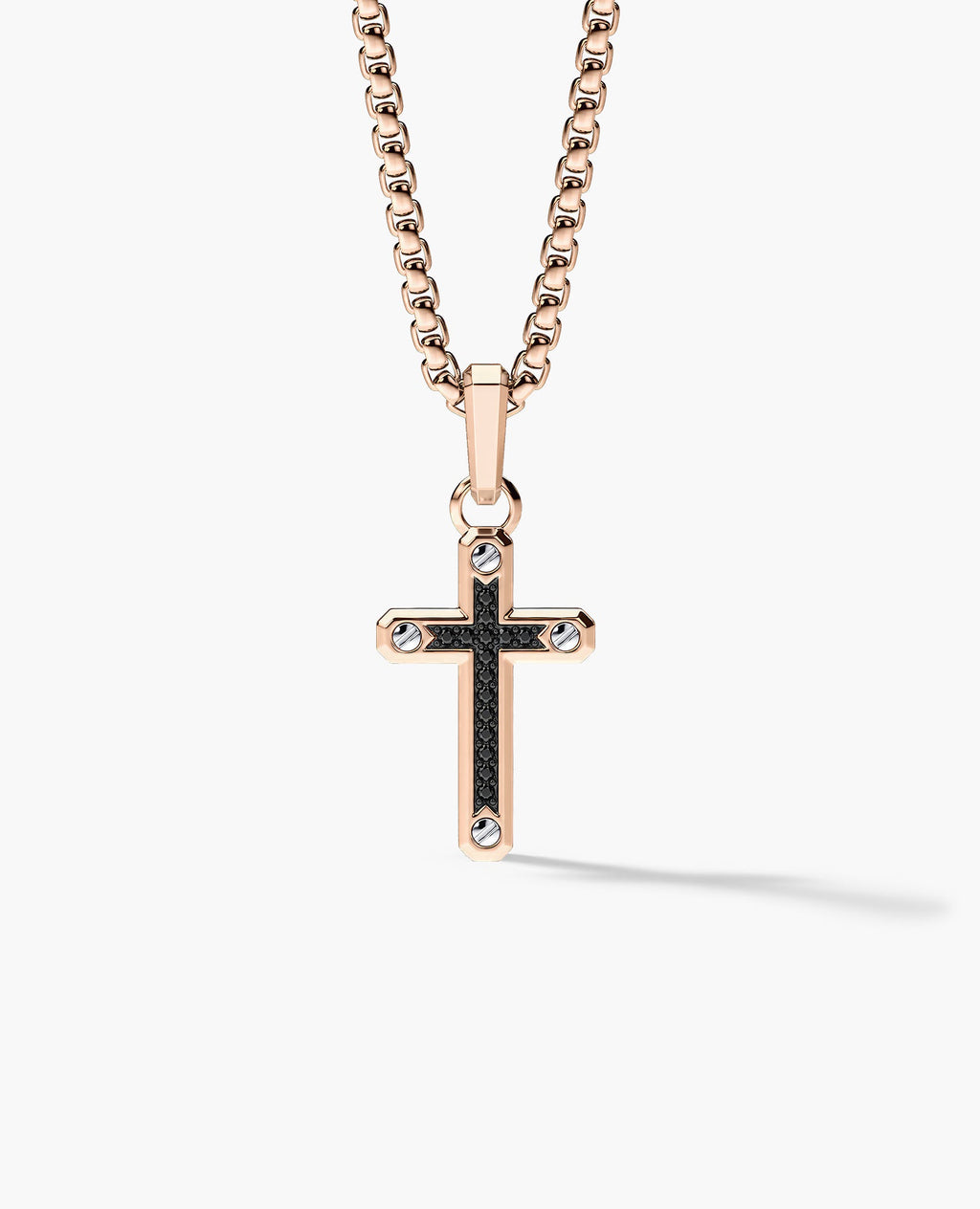 CROSS Two-Tone Gold Pendant with Black Diamonds