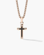 CROSS Two-Tone Gold Pendant with Black Diamonds