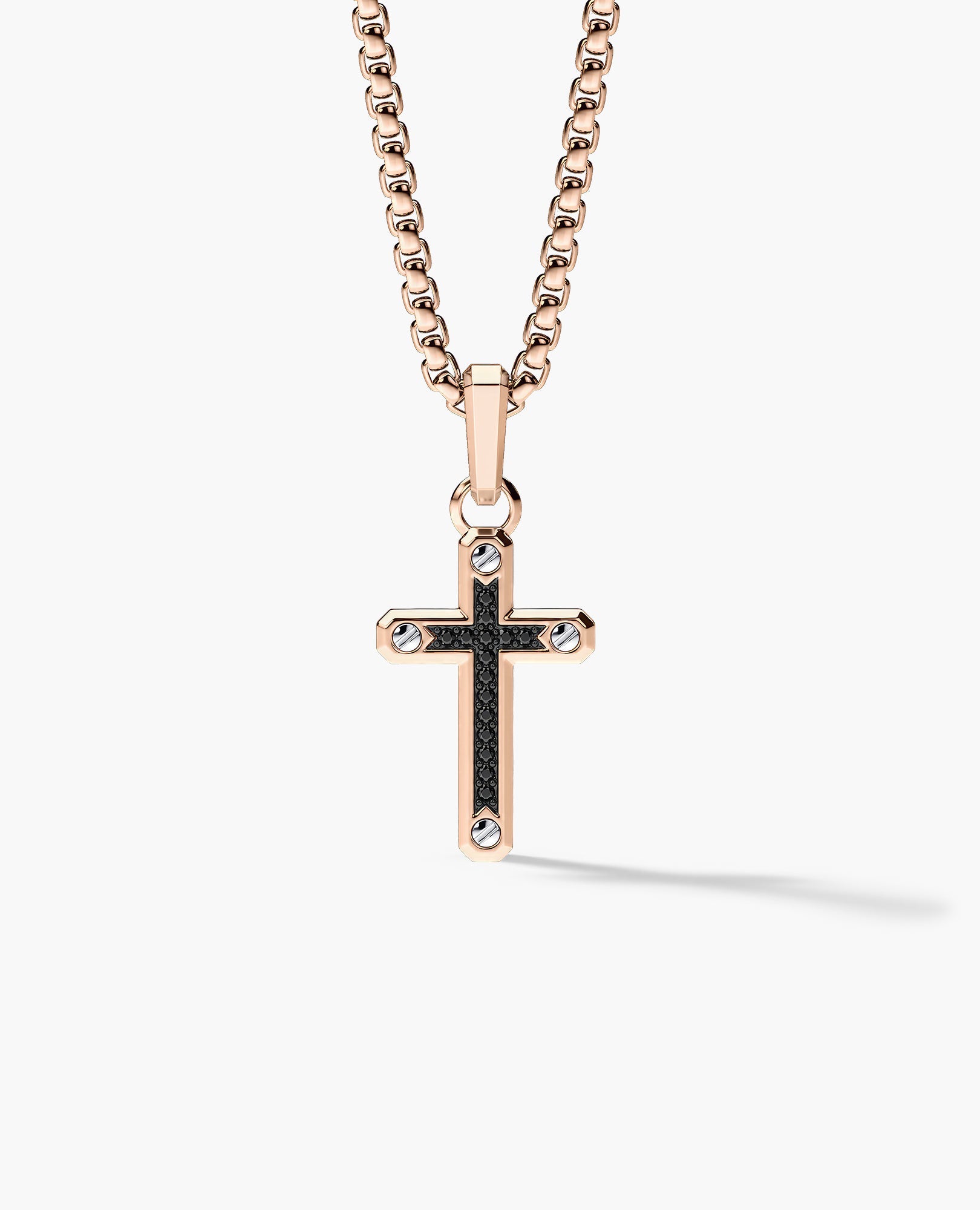 CROSS Two-Tone Gold Pendant with Black Diamonds