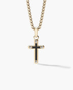 CROSS Two-Tone Gold Pendant with Black Diamonds