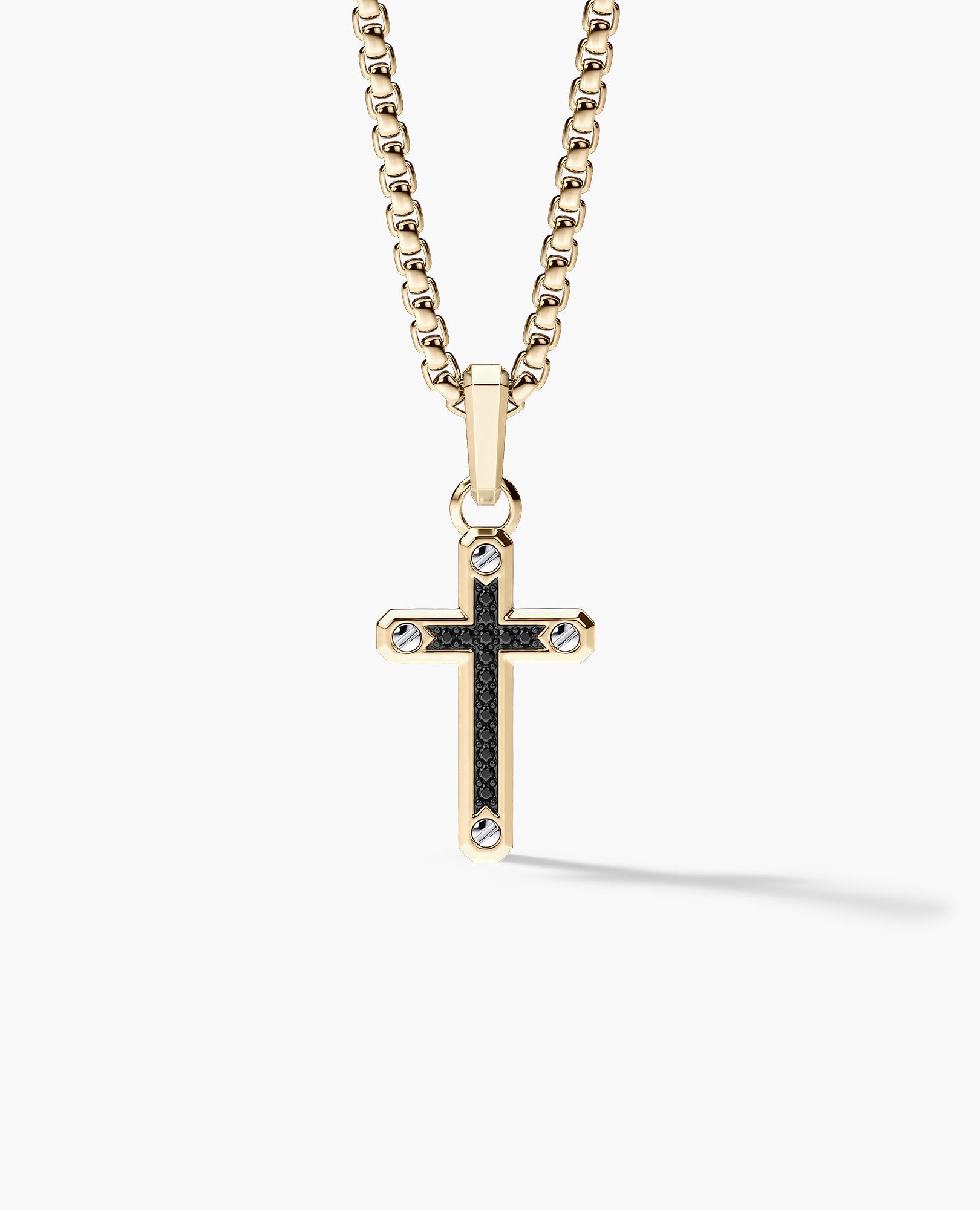 CROSS Two-Tone Gold Pendant with Black Diamonds
