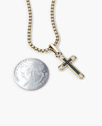 CROSS Two-Tone Gold Pendant with Black Diamonds