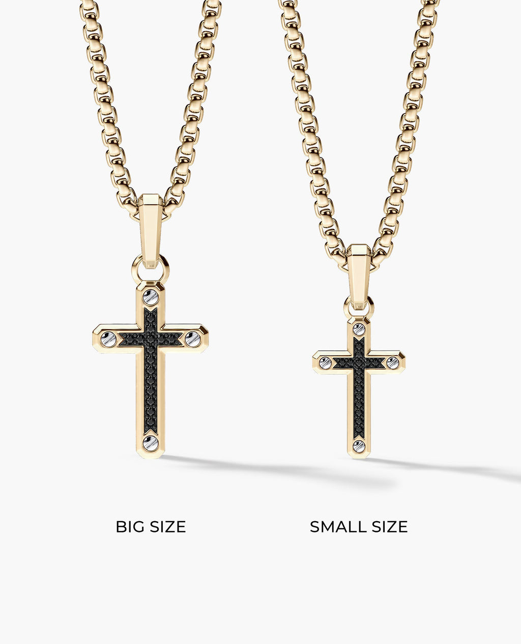 CROSS Two-Tone Gold Pendant with Black Diamonds