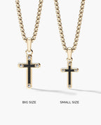 CROSS Two-Tone Gold Pendant with Black Diamonds