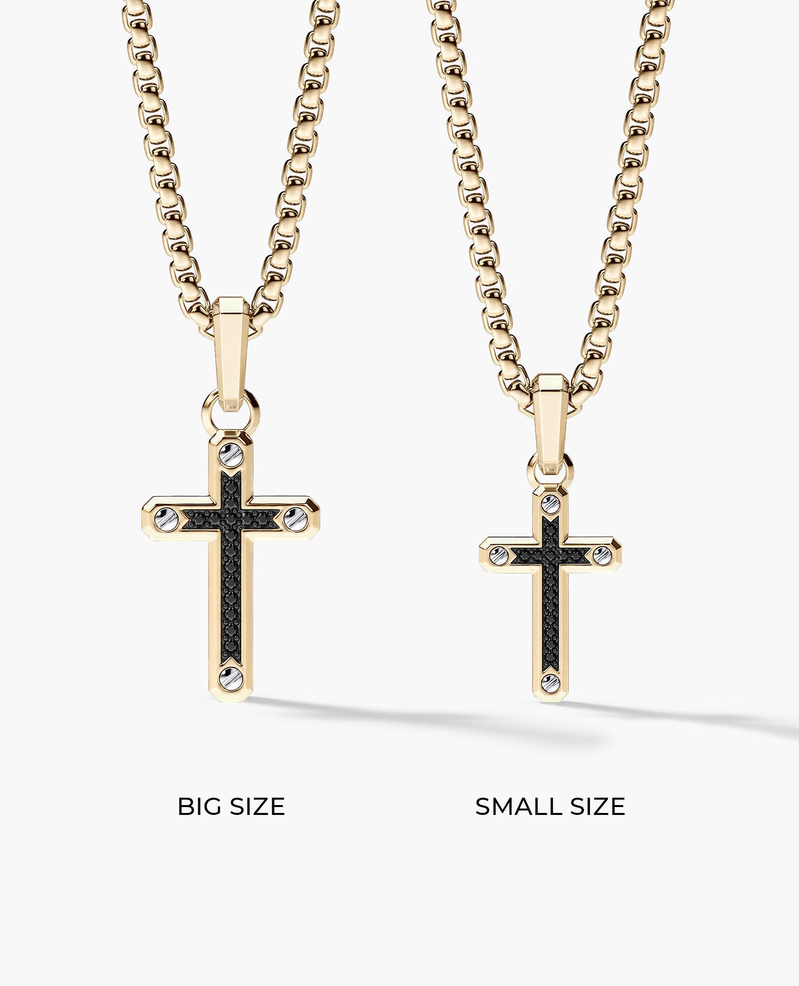 CROSS Two-Tone Gold Pendant with Black Diamonds